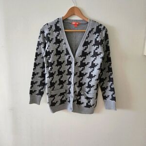 Joe fresh Gray sparkly Houndstooth Sweater cardigan small